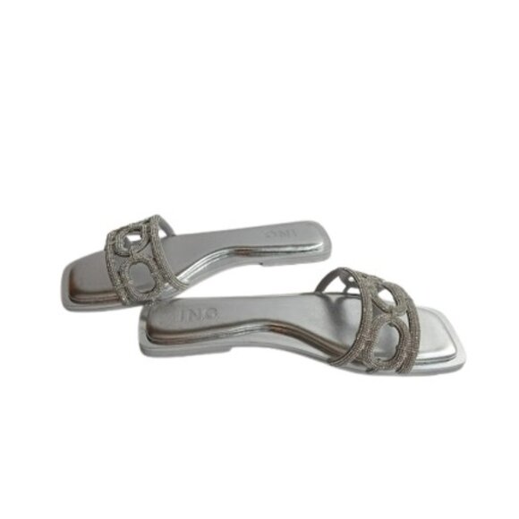 INC International Concepts Womens Hannah Slide Sandals in Silver Crystal 8 - Picture 5 of 8